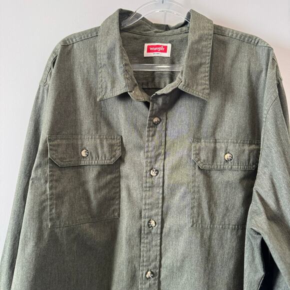Wrangler Men’s 2XL Green Button Down Long Sleeve shirt - Picture 4 of 5